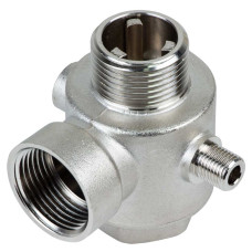 Соединитель пятивыводной + обратный клапан 80мм M1”×F1”×F1”×M1/4”×F1/4” Silver 480г AQUATICA (779601)